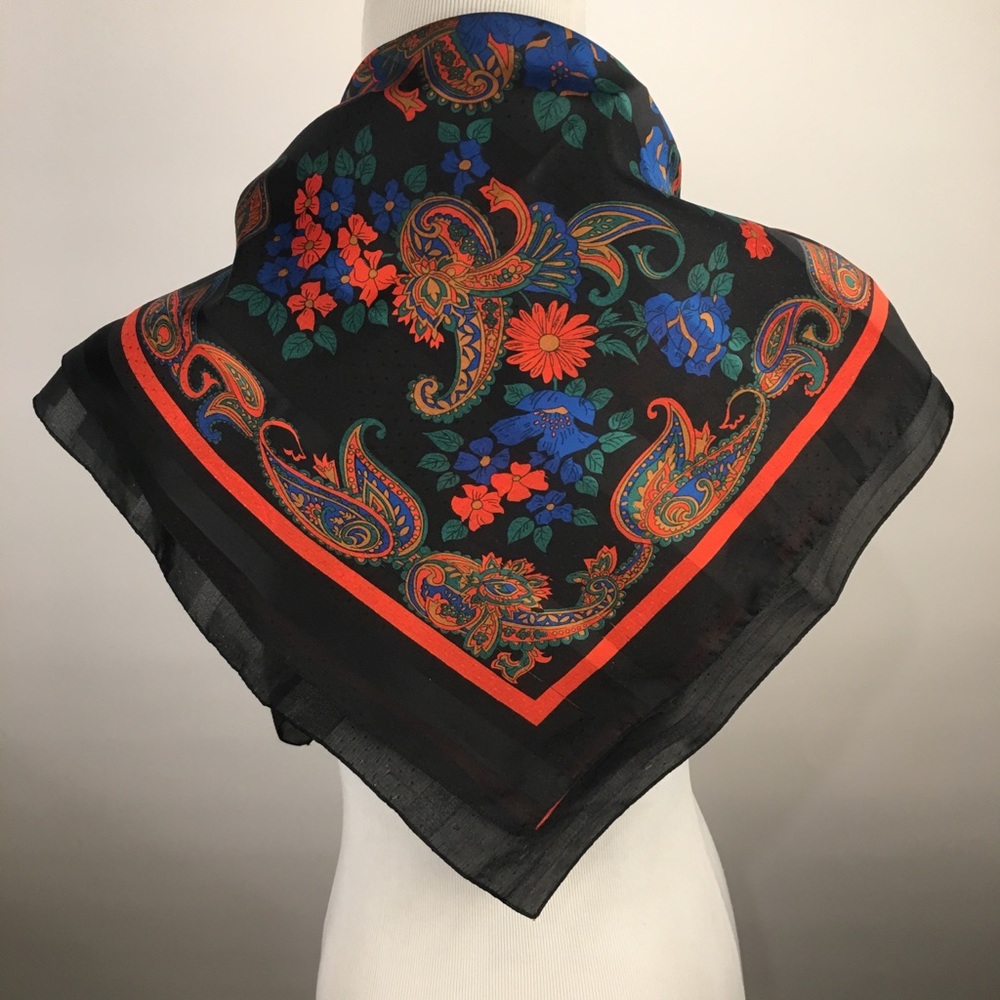 Floral Paisley Black Scarf
